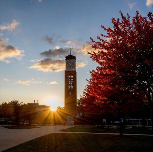 The Cook Carillon Tower at at sunrise.